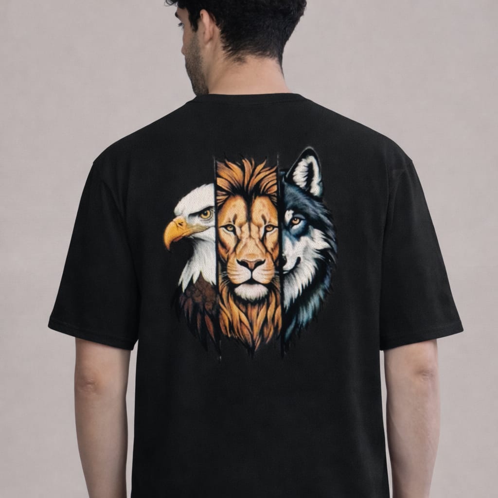 Men's Classic Crew T-Shirt - Discipline, Execution, Dedication Lion Head Back Print