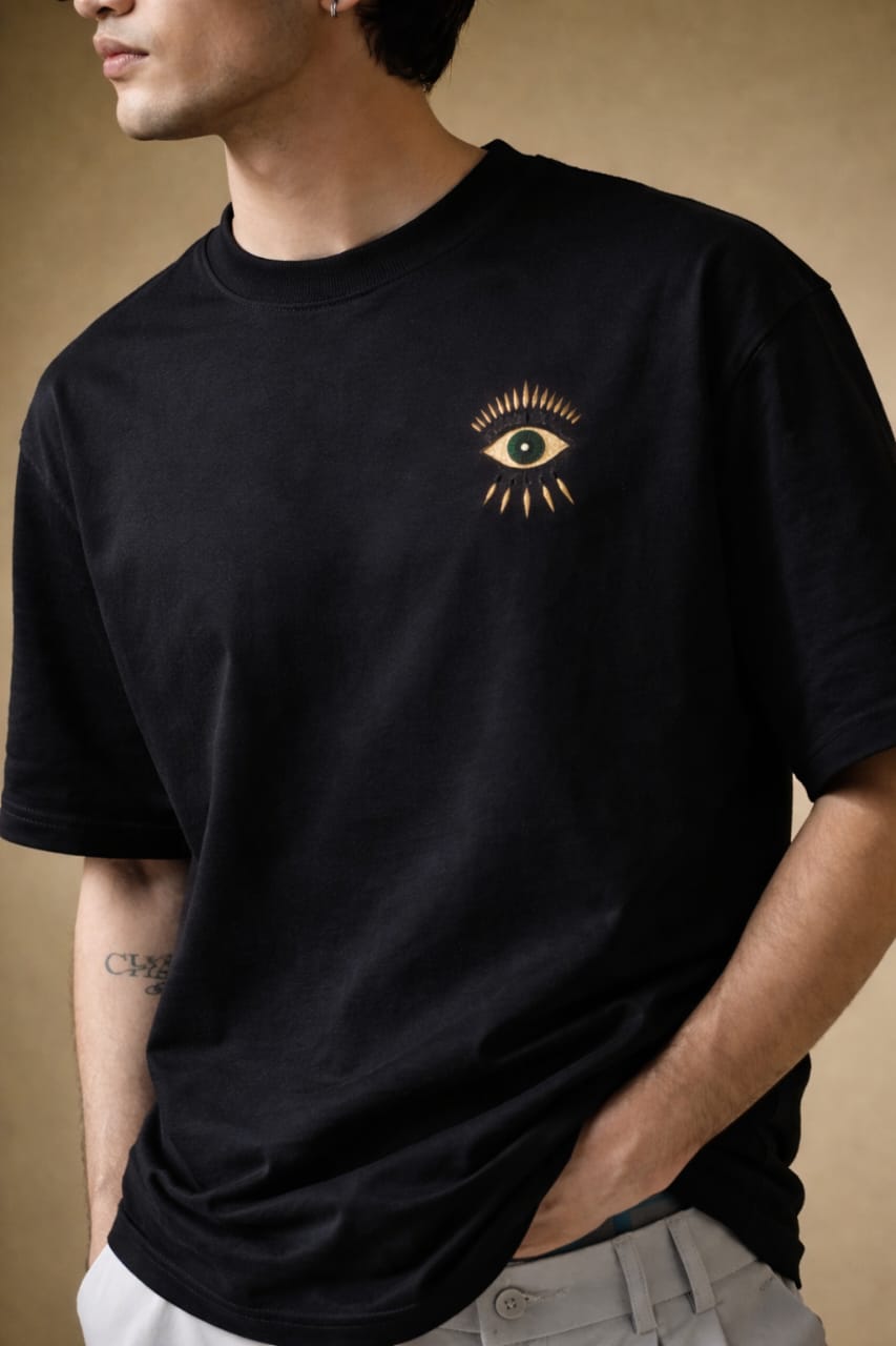 Reality Mask Print Cotton T-Shirt - Black & Maroon